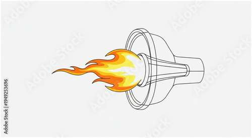 Illustration of a Torch with a Bright Flame.