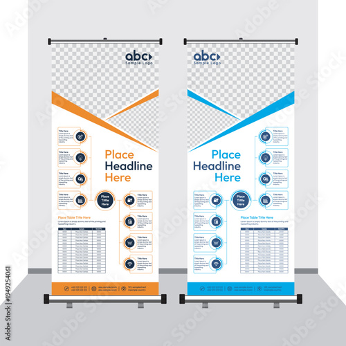 Professional infographic corporate pull up banner template for trade show marketing display