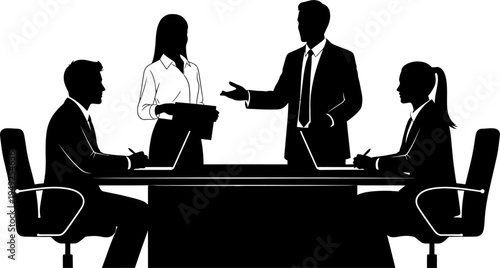 Business Team Meeting Silhouette Vector