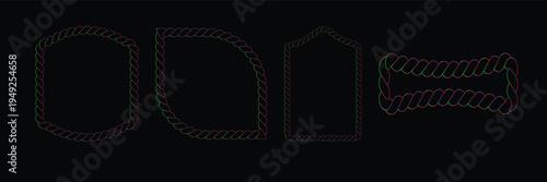Set of rope boarder frame with different shape and gradient color 02