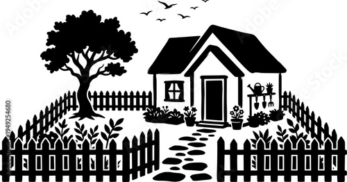 Serene Backyard Oasis: Minimalist Sumi-e Garden with Traditional
