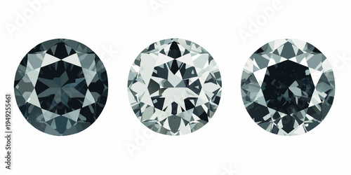 Three oval cut diamonds displayed with varying shades and brilliance