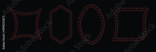 Set of rope boarder frame with different shape and gradient color 03