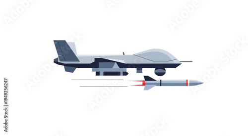 Drone Launching Missile - Modern Warfare Technology Illustration.