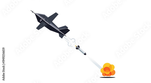 Dramatic Depiction of a Missile Launch from a Fighter Jet.