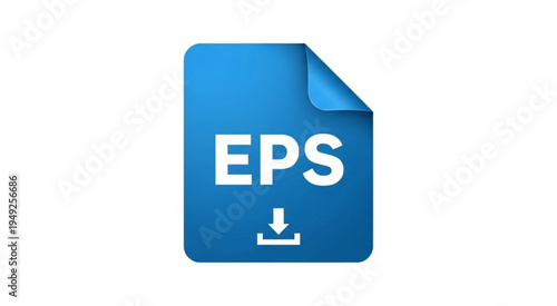 EPS file format icon with download symbol on blue document.