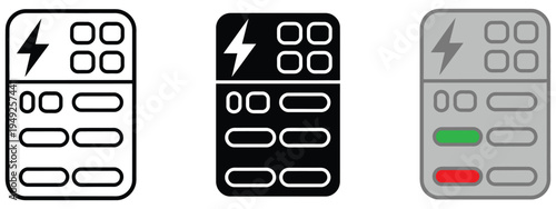 Power bank sharing station icon, portable mobile battery rental station symbol vector illustration for smartphone charging service, public device charging concept for technology platforms and smart 