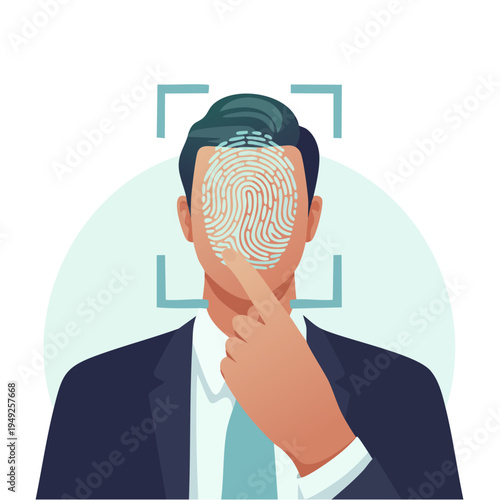 biometric facial recognition fingerprint scan illustration