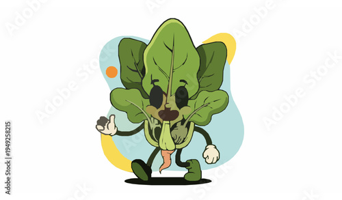 Happy spinach vegetable mascot groovy cartoon vector