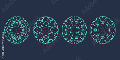 Four teal oval shapes displaying a progressively cracking pattern