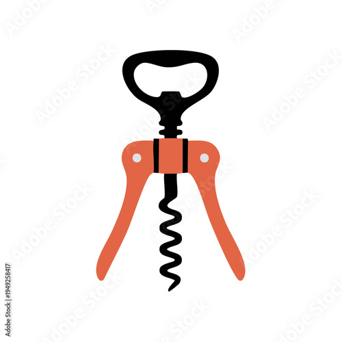 orange wine bottle corkscrew opener illustration