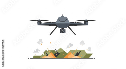 Military Drone Strike - Precision Aerial Warfare and Tactical Destruction.