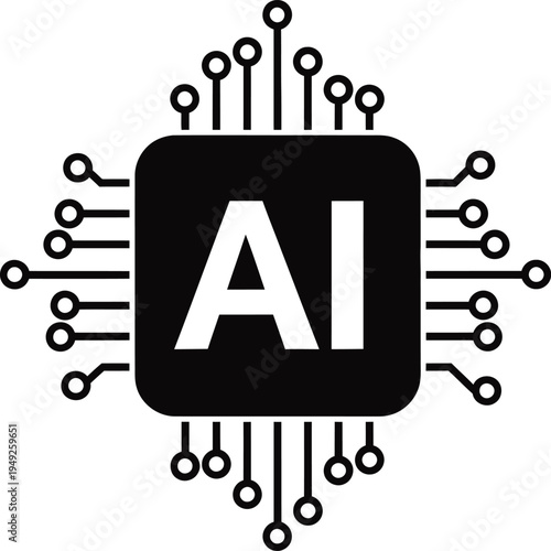 Artificial intelligence logo with circuit board design and ai text