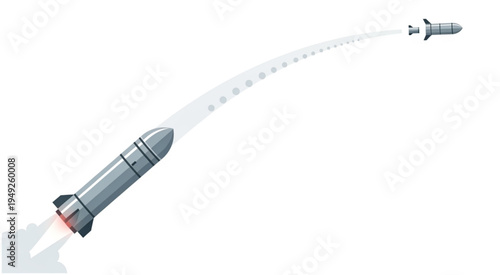 Illustration of a missile launching and separating into two parts.