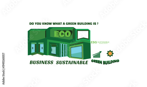 ESG Sustainable Business Growth Concept with Green Corporate Building and Financial Chart