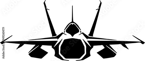 vector illustration of a fighter plane silhouette, isolated on white