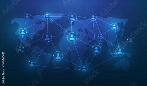 people network communication global technology background. social media connecting people. vector technology digital design. 