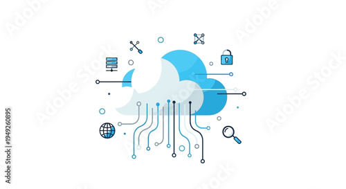 Cloud Computing Technology Data Network Connection Digital Security and Data Storage
