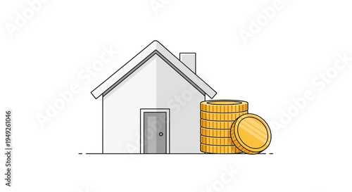 House and stack of gold coins, investment in real estate, financial concept