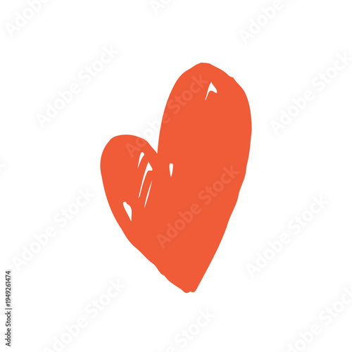A roughly drawn vibrant red heart shape is centered against a stark black background featuring small dark notches resembling a playful face high quality professional detailed