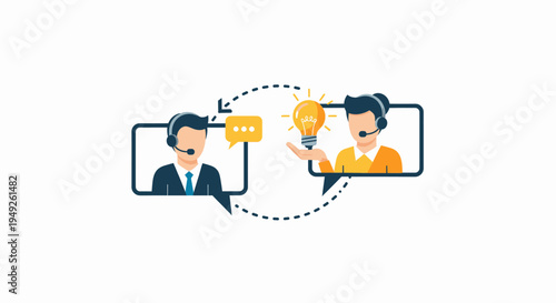Online Customer Support Agents Exchanging Ideas and Solutions via Chat Communication Vector