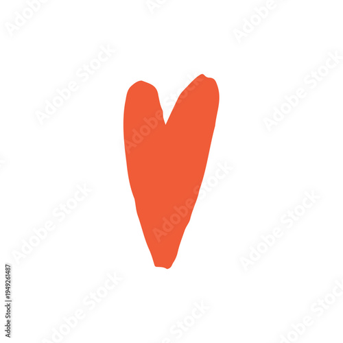 A vibrant hand drawn heart shape in a reddish orange hue is prominently displayed against a stark completely black background high quality professional detailed modern elegant