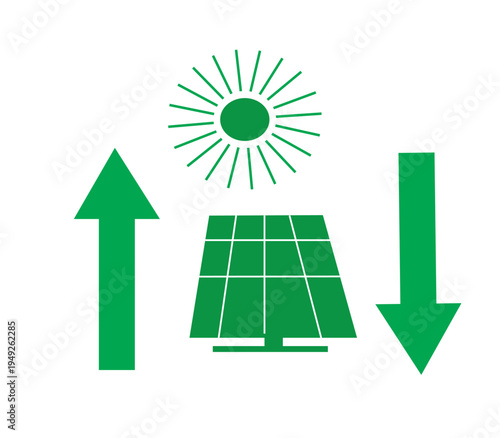 Solar powered warehouse and green industrial building. Vector illustration of renewable energy logistics, sustainable factory, and business efficiency growth