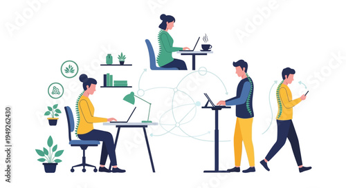 Ergonomic Postures for a Healthy Spine: Good and Bad Examples at Work, Sitting, Standing, and Mobile Use