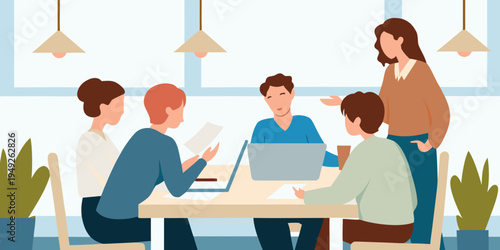 A diverse group collaboratively discusses ideas around a conference table