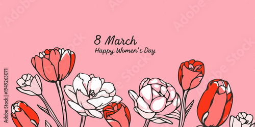 Floral illustration celebrating international women s day on march 8th