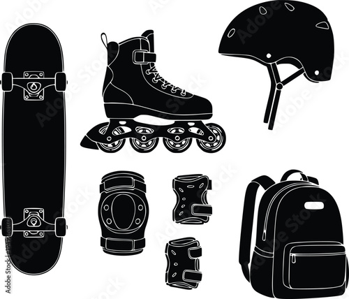 rollerblading gear vector illustration