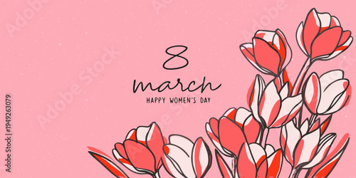 Floral illustration celebrates international women s day on march eighth