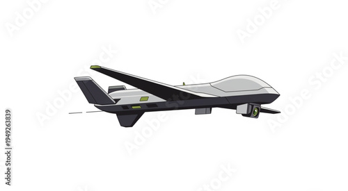 Illustration of a Modern Military Drone in Flight.