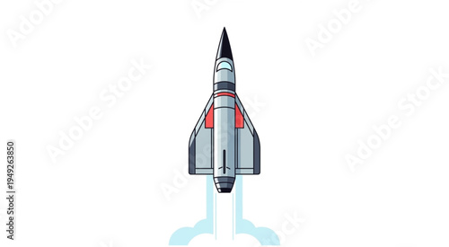 Illustration of a Rocket Launching into Space with Exhaust Plumes.