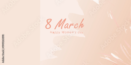 International women s day greeting with a soft pink brushstroke background