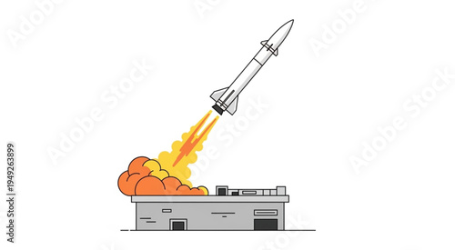 Illustration of a Missile Launching from a Military Base.