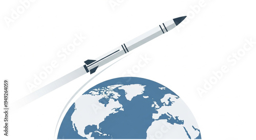 Illustration of a missile launching from Earth into space.