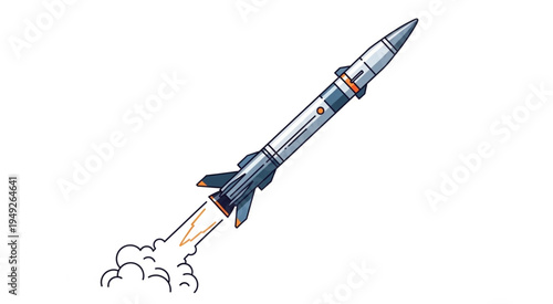 Illustration of a Rocket Launching into Space with Smoke.