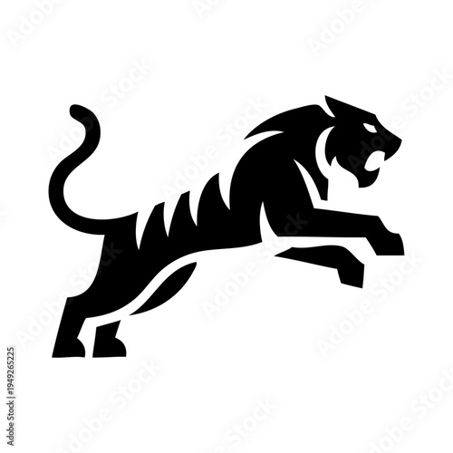 Logotipo con dibujo sencillo de un tigre saltando 