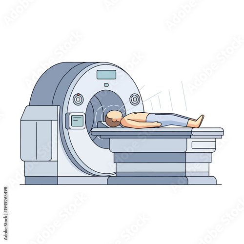 Patient undergoing MRI scan in a modern medical diagnostic machine