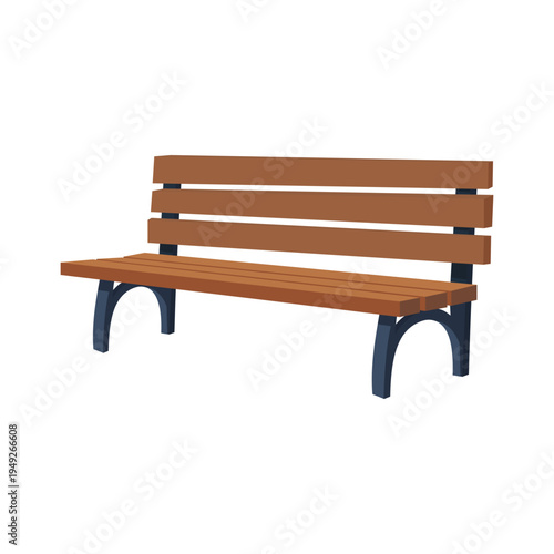 Wooden Park Bench Illustration