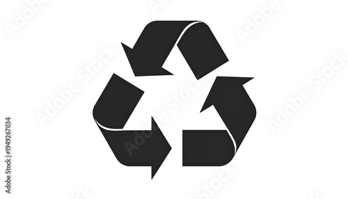 A simple, black triangular recycling symbol against a clean white background. This ubiquitous icon represents the circular process