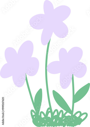 풀밭에 핀 귀여운 꽃 세송이