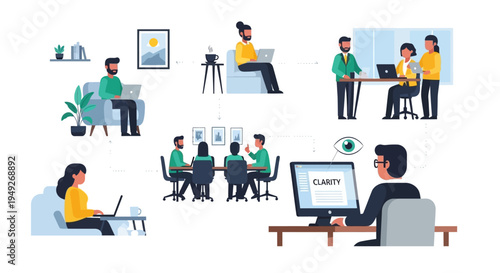 Modern Business Collaboration & Workflow: Hybrid Teams Achieving Clarity Through Remote Work, Office Meetings, and Strategic Problem Solving