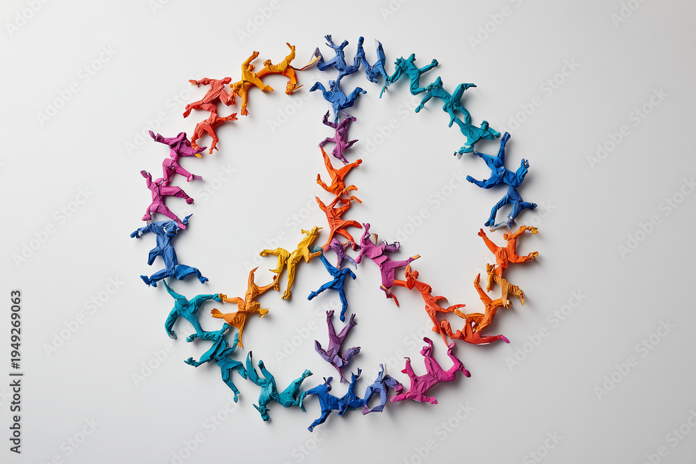Fototapeta premium Creative paper-cut peace sign representing equality and unity. 