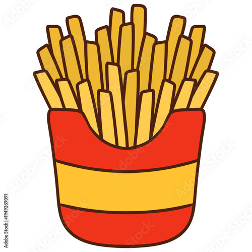 Illustration of French Fries in Red Container