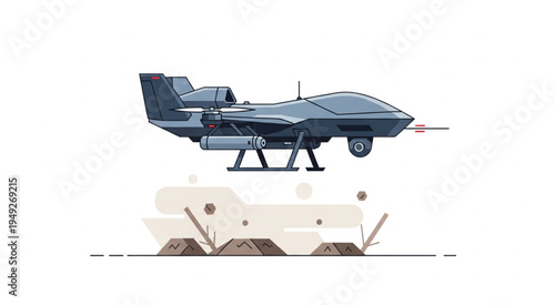 Illustration of a Military Drone Launching from a Mobile Platform.