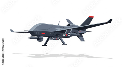 Advanced Military Drone in Flight - High-Tech Surveillance and Reconnaissance.