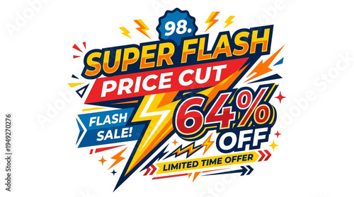 Super Flash Sale Banner with Price Cut and Discount