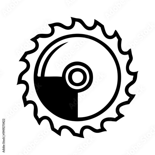 Icono circular saw. Logotipo con dibujo sencillo con líneas de un disco de sierra circular	